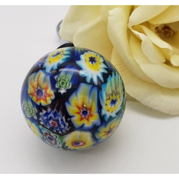 Vintage 1980's Handblown Murano Millefiori Art Glass Wine Bottle Stopper - Picture 2 of 10